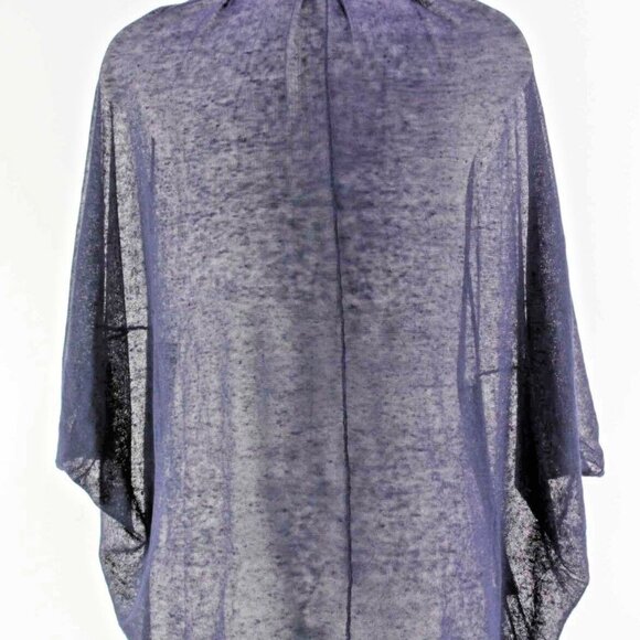 Angel of the North Sz S Navy Sheer Linen Blend Gossamer Thin Boho Jacket - Picture 5 of 8